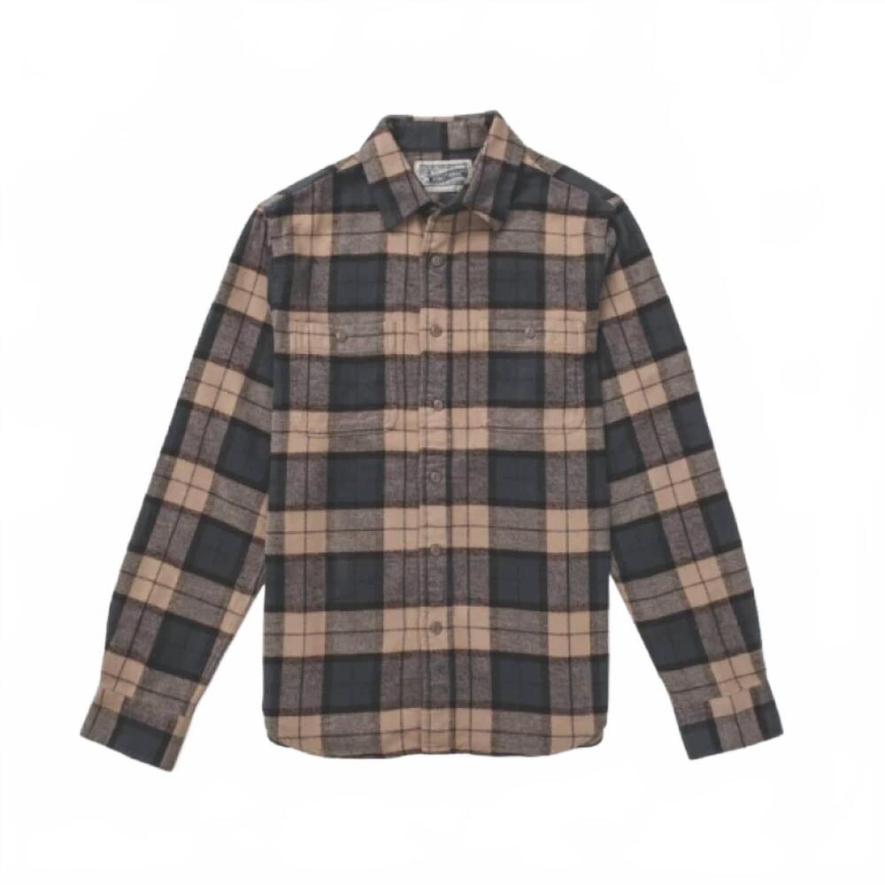 NEW SCHOTT men heavy flannel work shirt in khaki/grey